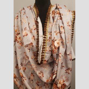 Women's Scarf Scarves Fashion Silver Gray Floral